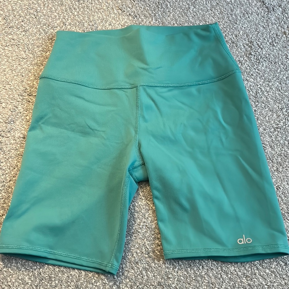 Alo teal biker shorts